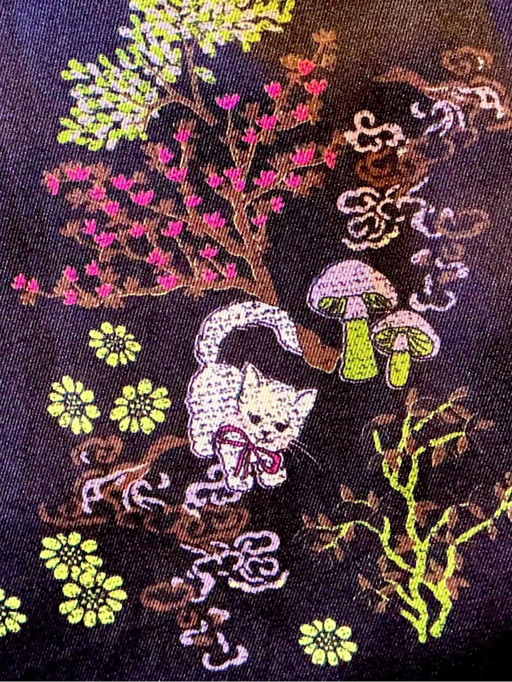 Urban Outfitters Cottagecore Fairycore Whimsigoth Mushroom Cat Floral Dress L - Picture 6 of 11